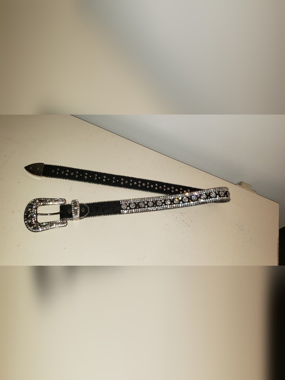 Others Follow Black Crystal and Silver-Stud Women's Belt
